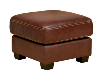 Genoa Leather Footstool in Corsair Brown - Fast Delivery
