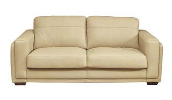 Lennox Leather 3 Seater Sofa in Morano Stone - Fast Delivery