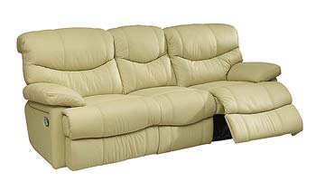 Steinhoff UK Furniture Ltd Melody Leather 3 Seater Recliner Sofa in Athena Cream - Fast Delivery