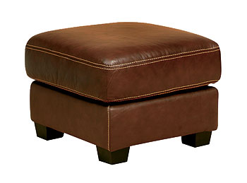 Steinhoff UK Furniture Ltd Valencia Leather Footstool in Corsair Brown - Fast Delivery