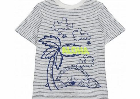 Stella Mccartney Arlo stripes palm trees T-Shirt Blue `2 years,3