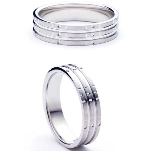 6mm Medium Flat Court Stelle Wedding Band Ring In 9 Ct White Gold