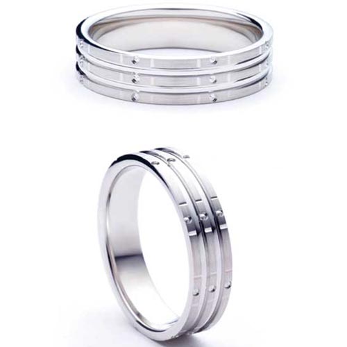 6mm Medium Flat Court Stelle Wedding Band Ring In Palladium
