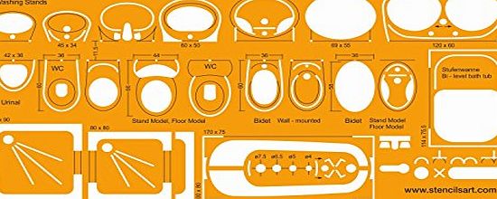 StencilsArt Stencil - Template - Bathroom - Metric 1:20 - 10.5x6``
