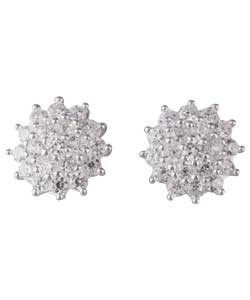 Sterling Silver 1 Carat Look Cluster Earrings