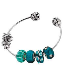 Sterling Silver 2 Spacer Bead Bangle with Screws