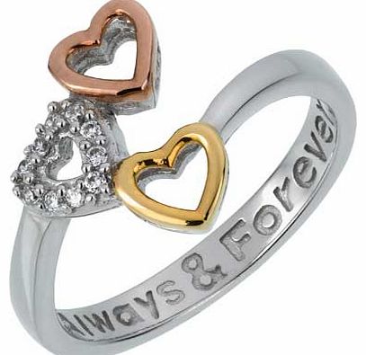Sterling Silver 3 Colour CZ Always Forever Ring