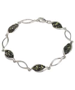 Sterling Silver Amber Green Marquise Bracelet