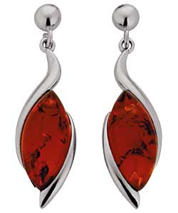 Sterling Silver Amber Marquise Earrings