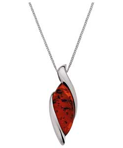 Sterling Silver Amber Marquise Pendant