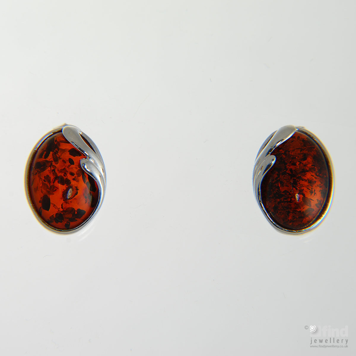 silver amber stud earring