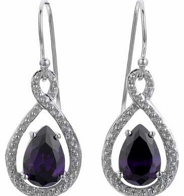 Sterling Silver Amethyst Coloured and CZ Drop