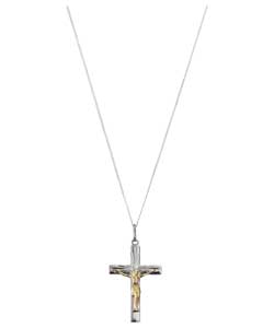 Sterling Silver and 9ct Gold Crucifix Pendant