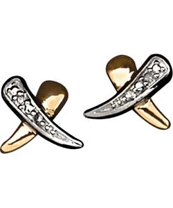 Sterling Silver and 9ct Gold Diamond Kiss Earrings
