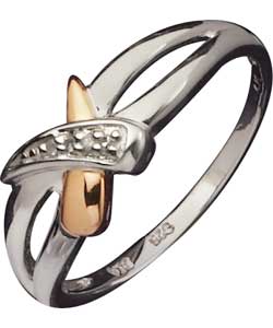 Sterling Silver and 9ct Gold Diamond Kiss Ring