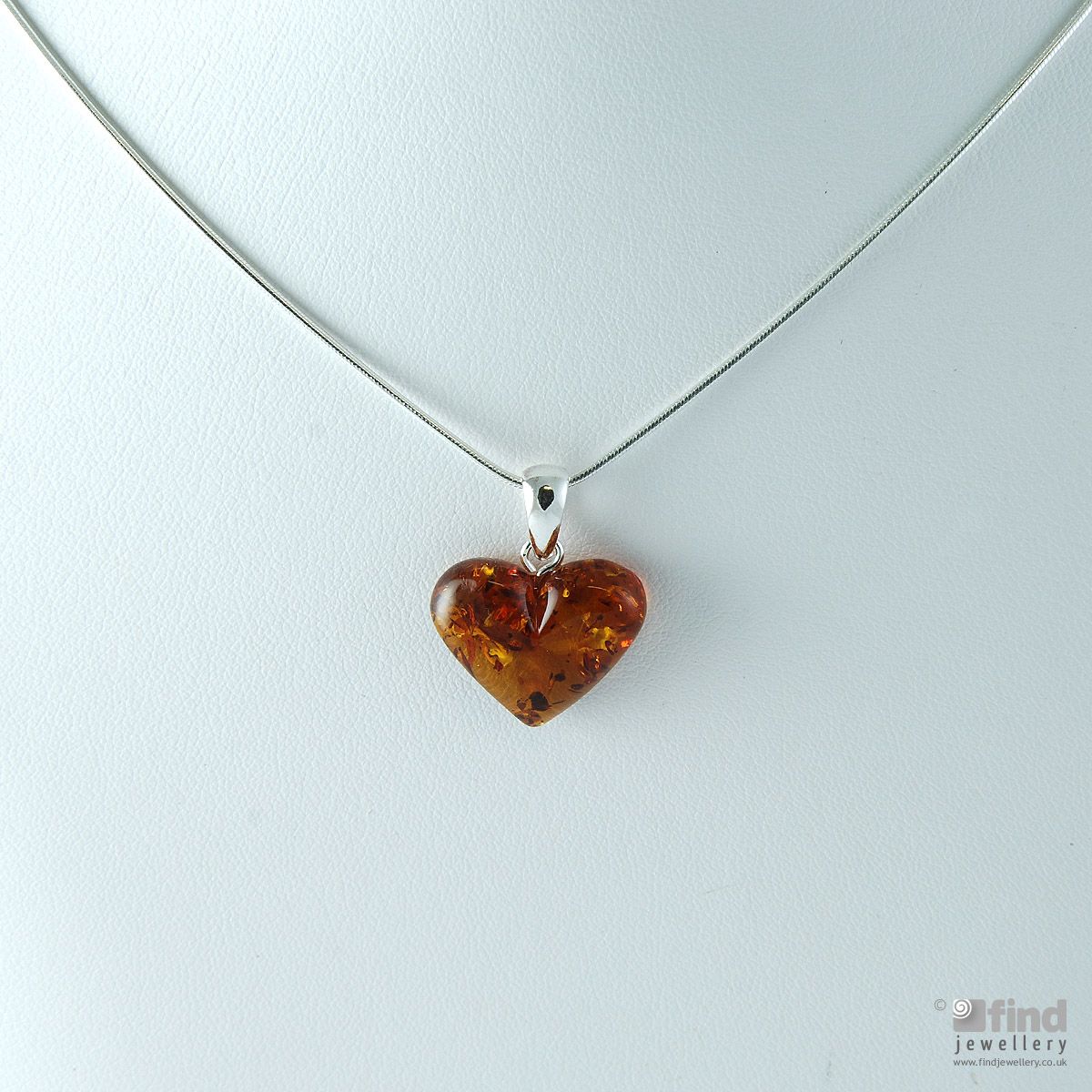 Sterling Silver and Baltic Amber Heart Necklace