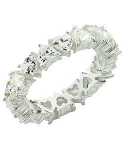 Sterling Silver and Cubic Zirconia Heart Eternity Ring