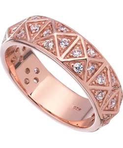 Sterling Silver and Cubic Zirconia Rose Gold Ring