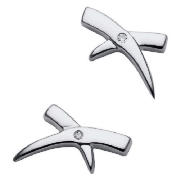 Sterling Silver And Diamond Kiss Stud Earrings