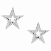 Sterling Silver And Diamond Matt/Polish Star