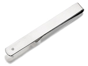 Sterling Silver And Diamond Tie Clip - 014853