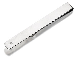Silver And Diamond Tie Clip - 014853
