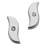 Sterling Silver And Diamond Wave Stud Earrings