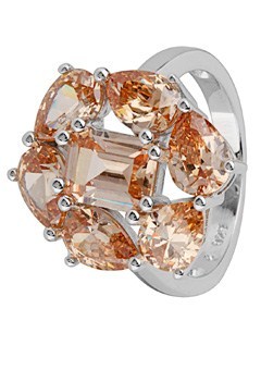 Sterling Silver and Peach Cubic Zirconia Multi