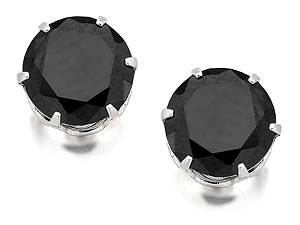 Sterling Silver And Round Black Cubic Zirconia
