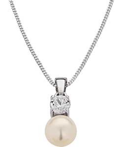 Sterling Silver and Simulated Pearl Pendant