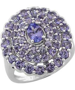 Sterling Silver and Tanzanite Oval Cut Ring -