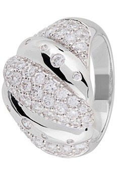 Sterling Silver and White Cubic Zirconia Fancy