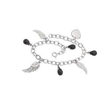 Sterling Silver Angel Wings Charm Bracelet
