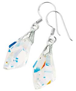 Sterling Silver Aurora Borealis Crystal Drop Earrings