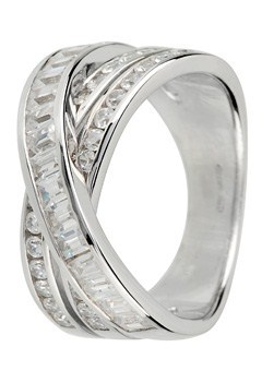 Sterling Silver, Baguette and Brilliant Cut,