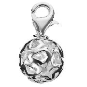 Sterling Silver Ball Charm With Star Design