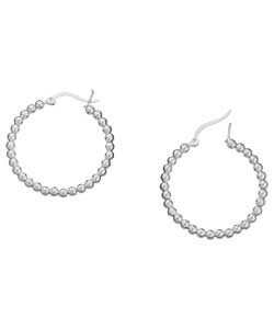 Sterling Silver Ball Design Creole Earrings