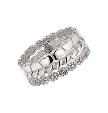 Sterling Silver Band Stacker Rings - Set of 3