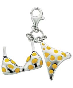 sterling Silver Bikini Charm with Yellow Polka Dot Enamel