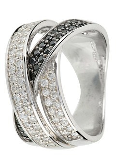 Sterling Silver, Black and White Brilliant Cut