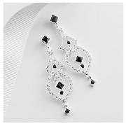 Silver Black and White Crystal Earrings