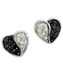 Sterling Silver Black and White Cubic Zirconia Earrings