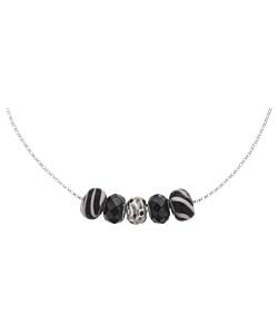 Silver Black Bead Slider Necklet