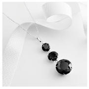 Sterling silver black cubic zirconia drop pendant