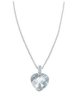 Silver Black Cubic Zirconia Heart Pendant