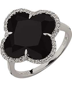 Sterling Silver Black Cubic Zirconia Quartz