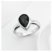 Sterling Silver Black Cubic Zirconia Ring, Medium