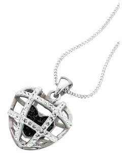 sterling Silver Black Diamond Colour Crystal Cage Pendant