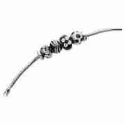 Sterling Silver Black Glass Bead Starter Bracelet