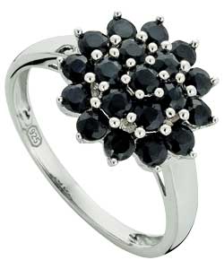Sterling Silver Black Sapphire Cluster Ring